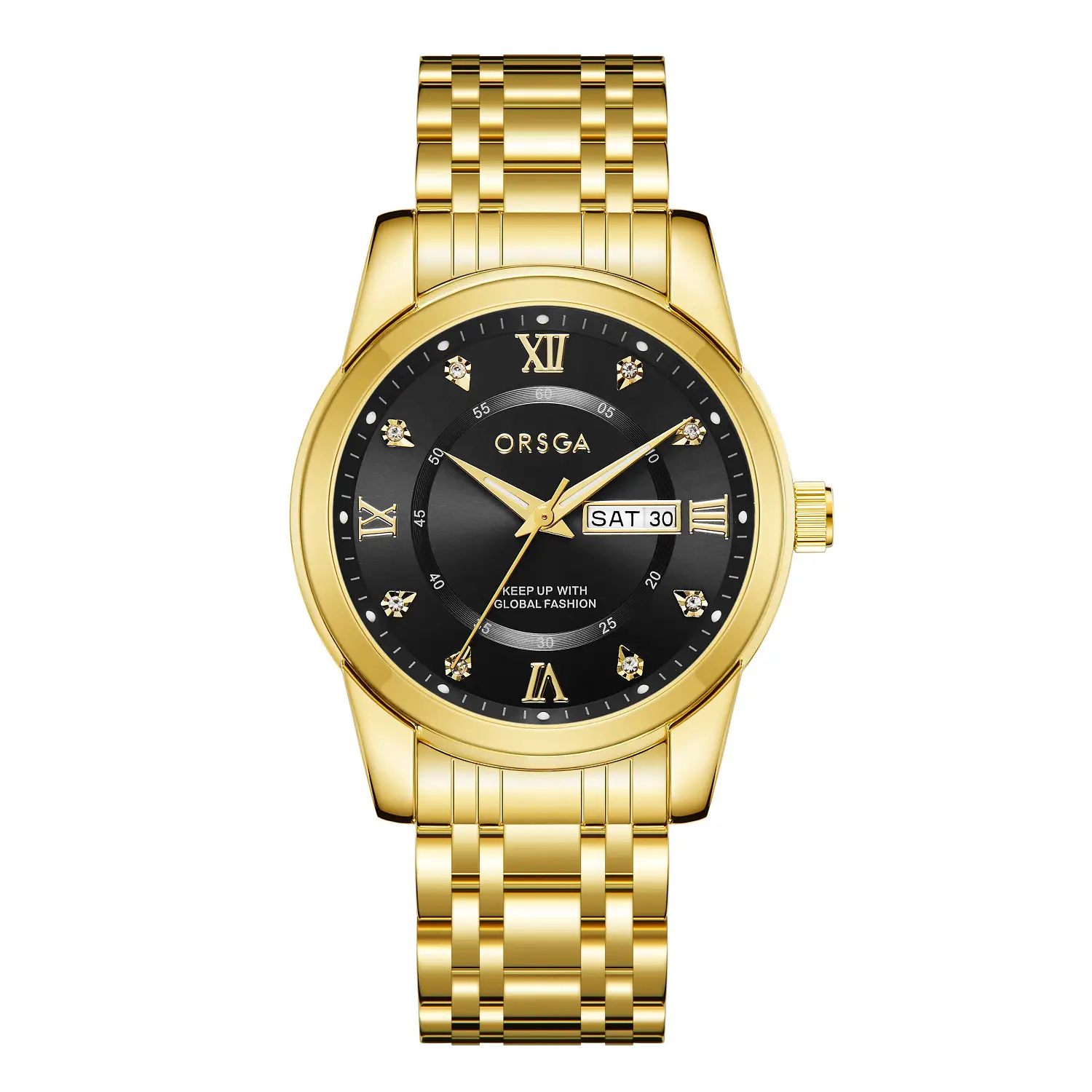 ORSGA Men's Gold Blue Dial Quartz Watch with Cross Strap - Image 11