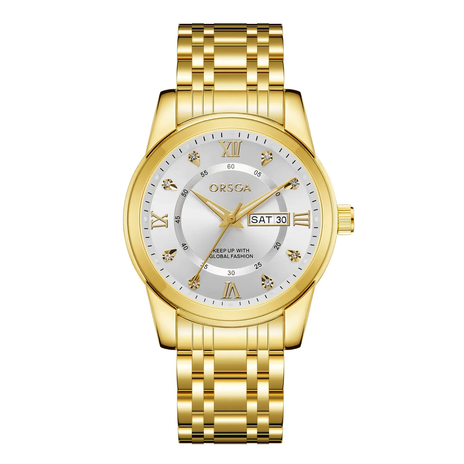 ORSGA Men's Gold Blue Dial Quartz Watch with Cross Strap - Image 12