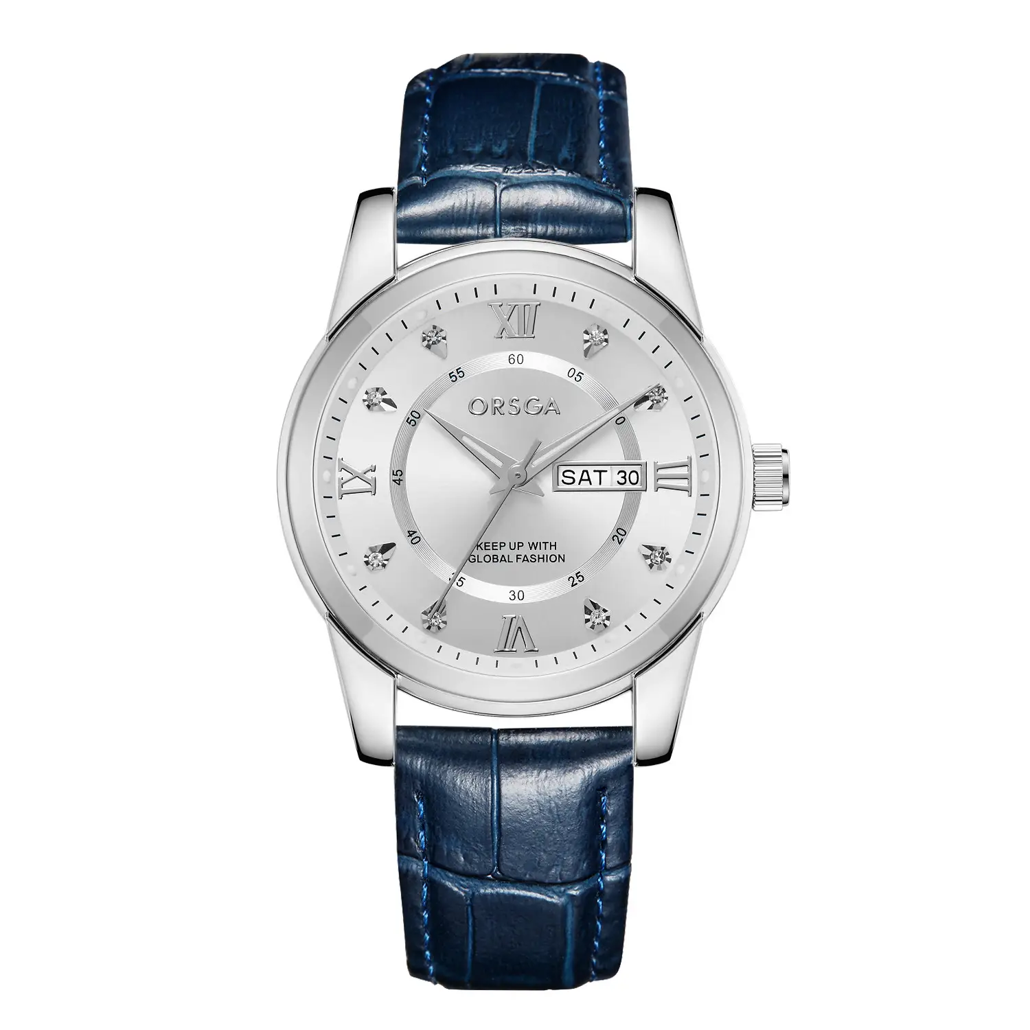 ORSGA Men's Gold Blue Dial Quartz Watch with Cross Strap - Image 19