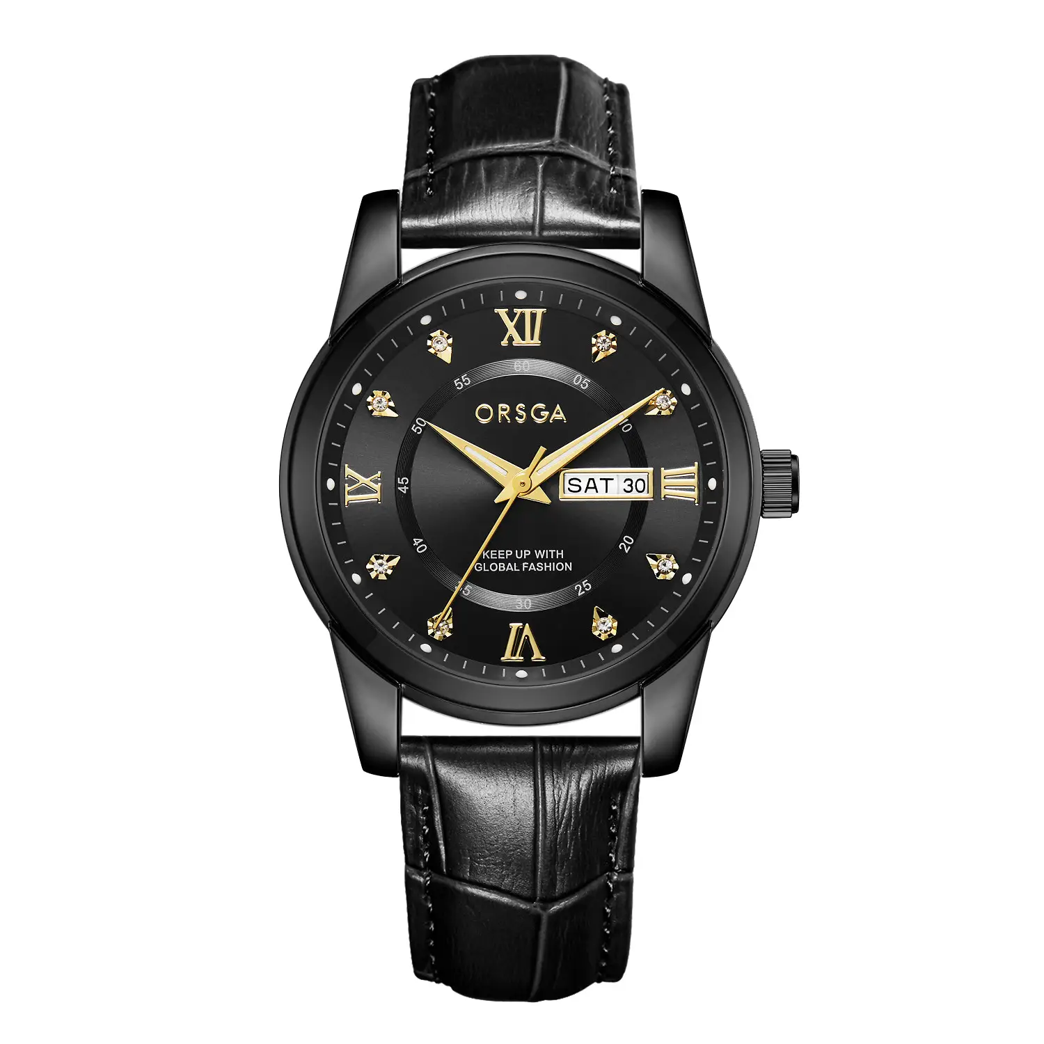 ORSGA Men's Gold Blue Dial Quartz Watch with Cross Strap - Image 23