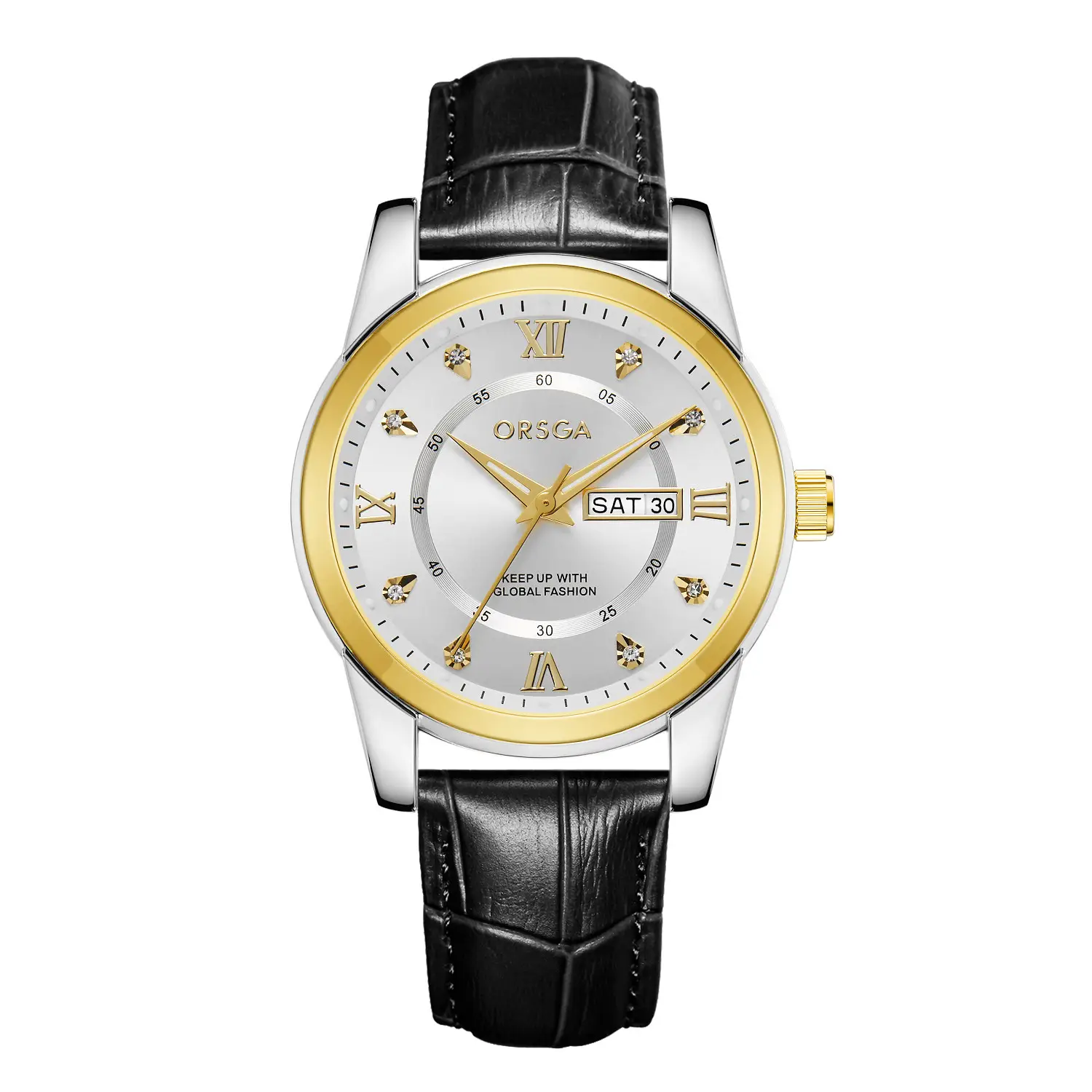 ORSGA Men's Gold Blue Dial Quartz Watch with Cross Strap - Image 24