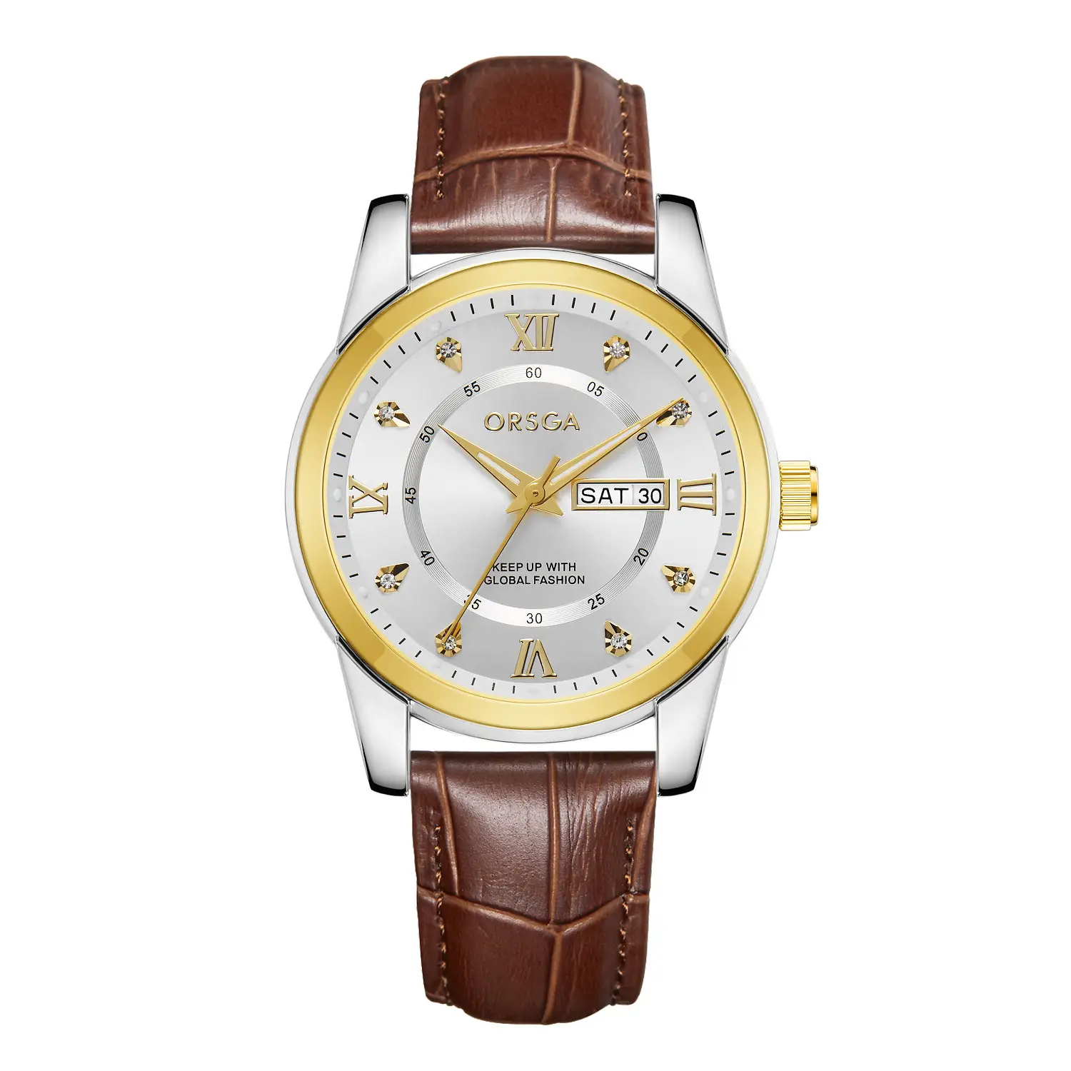 ORSGA Men's Gold Blue Dial Quartz Watch with Cross Strap - Image 25