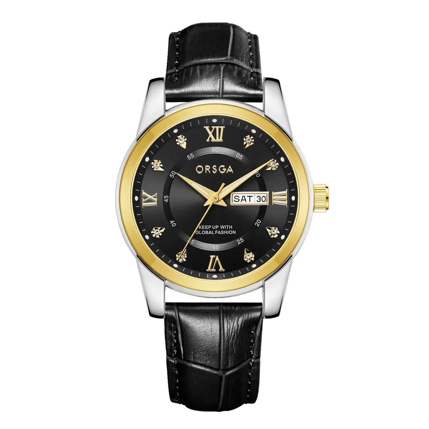 ORSGA Men's Gold Blue Dial Quartz Watch with Cross Strap - Image 28