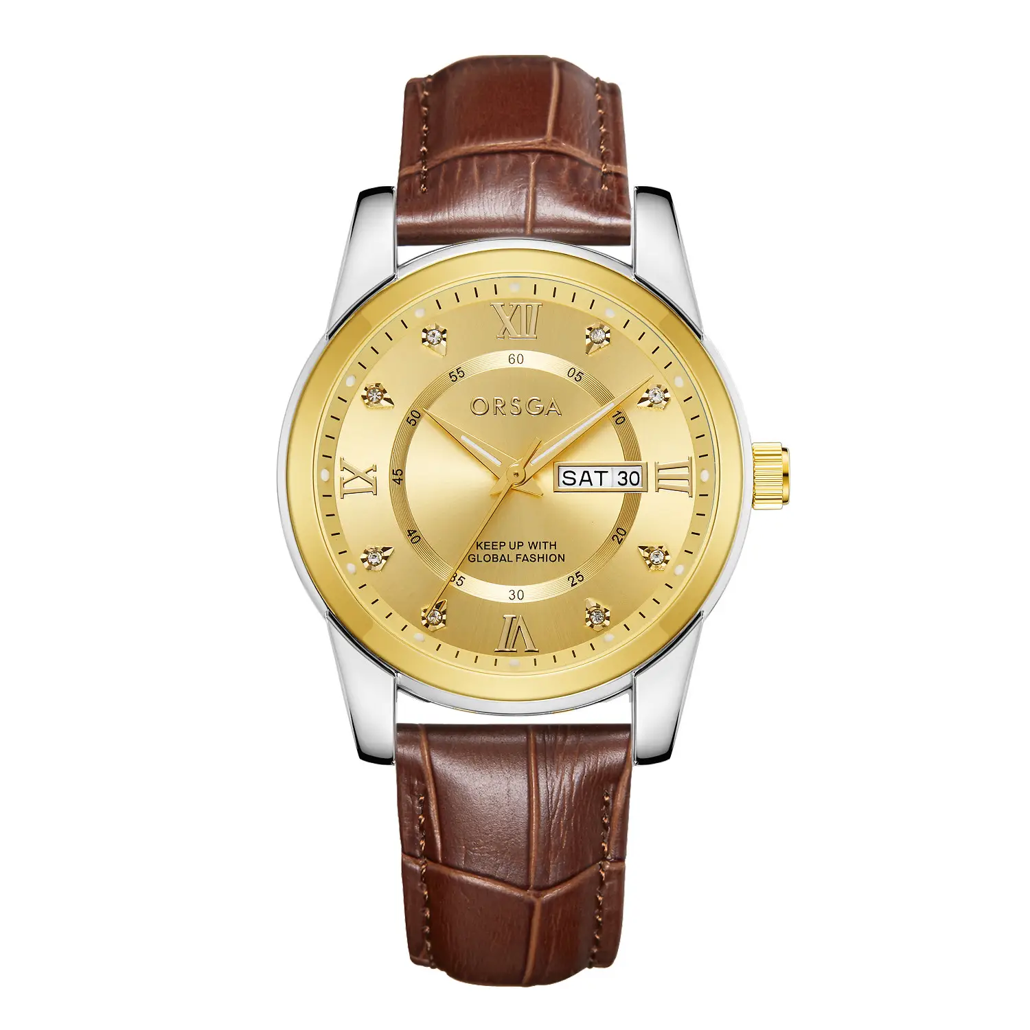 ORSGA Men's Gold Blue Dial Quartz Watch with Cross Strap - Image 29