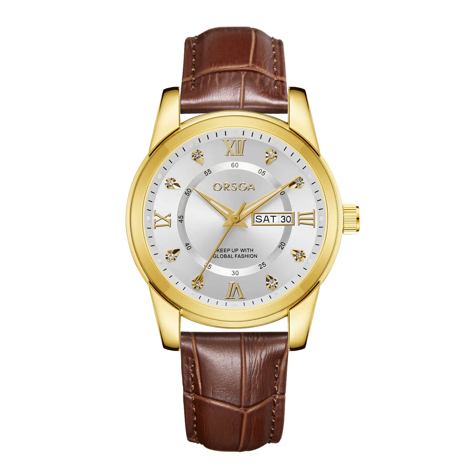 ORSGA Men's Gold Blue Dial Quartz Watch with Cross Strap - Image 33