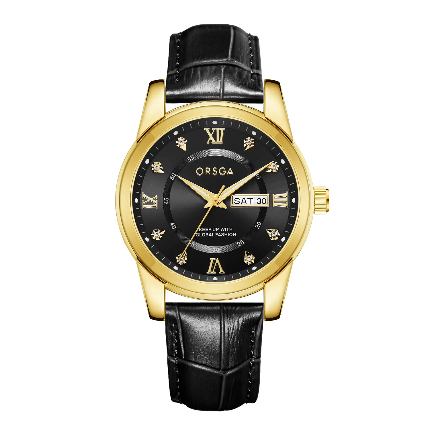 ORSGA Men's Gold Blue Dial Quartz Watch with Cross Strap - Image 36