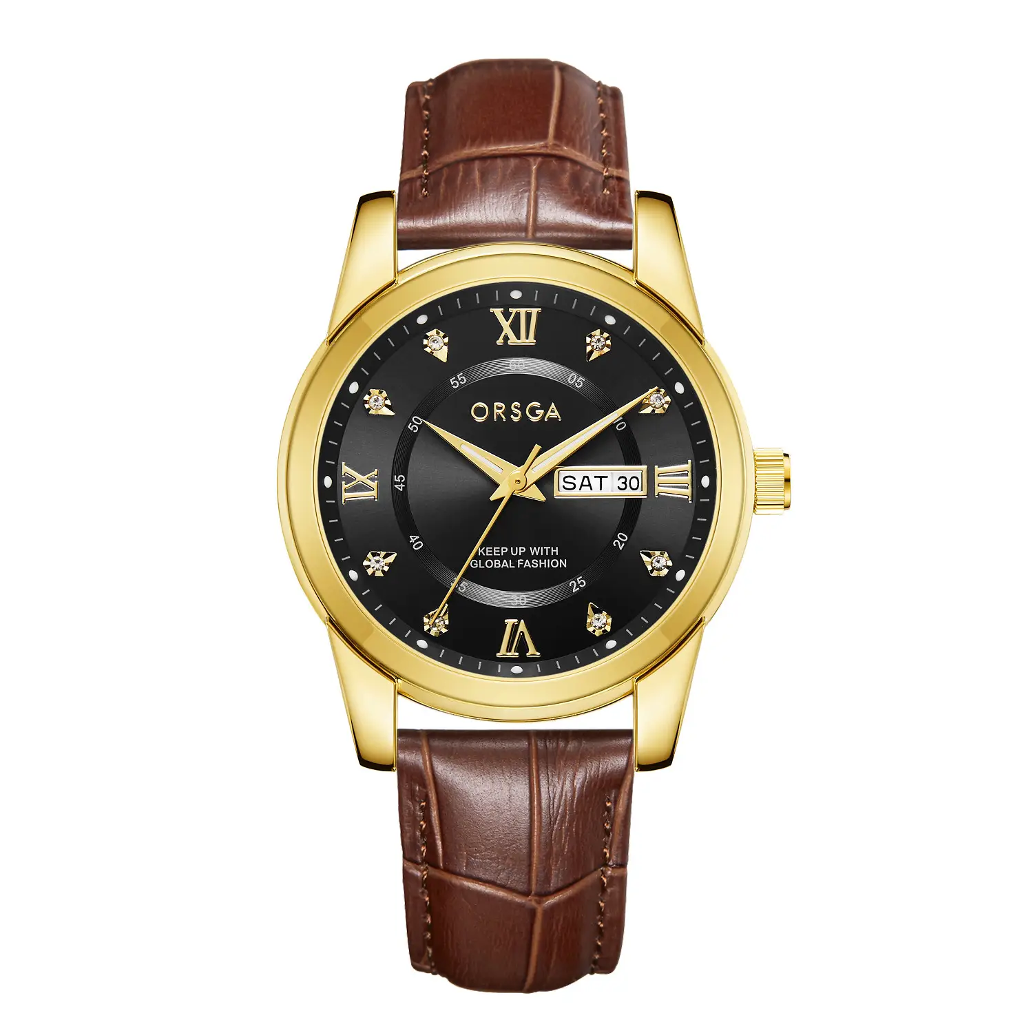 ORSGA Men's Gold Blue Dial Quartz Watch with Cross Strap - Image 37