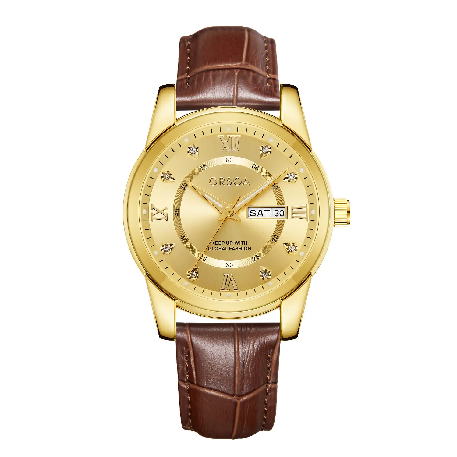 ORSGA Men's Gold Blue Dial Quartz Watch with Cross Strap - Image 39