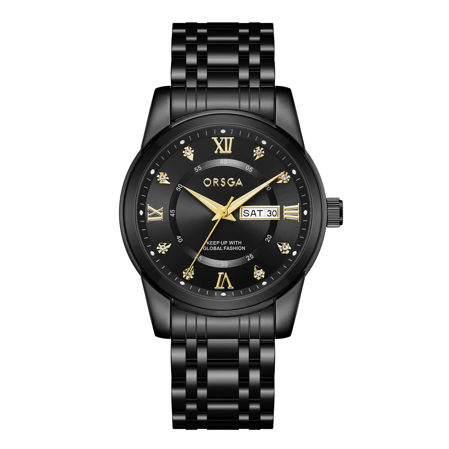 ORSGA Men's Gold Blue Dial Quartz Watch with Cross Strap - Image 4