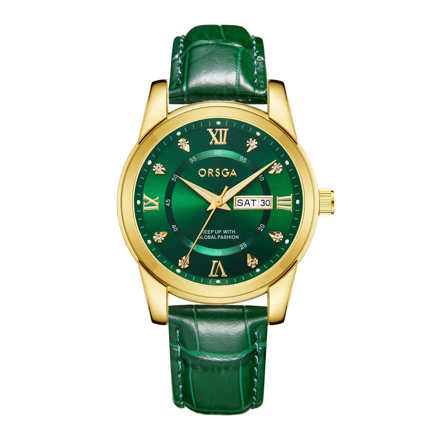 ORSGA Men's Gold Blue Dial Quartz Watch with Cross Strap - Image 40