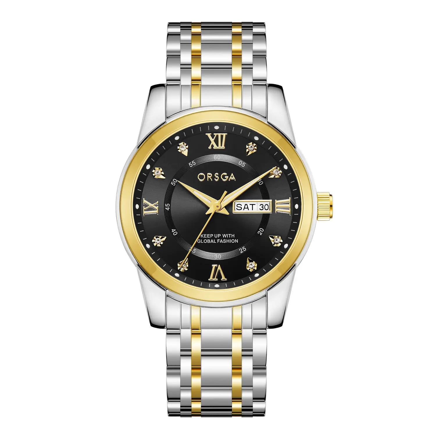 ORSGA Men's Gold Blue Dial Quartz Watch with Cross Strap - Image 6
