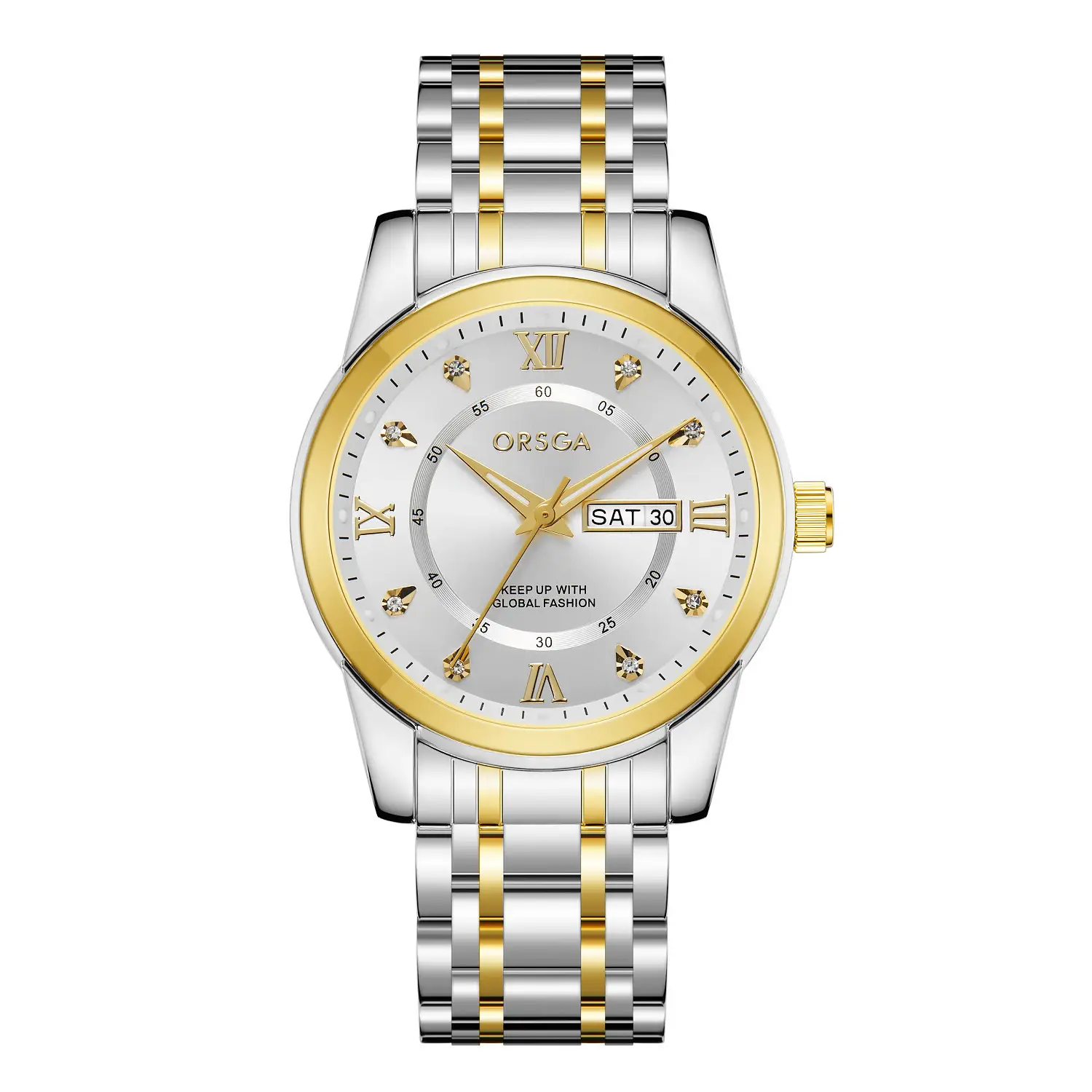 ORSGA Men's Gold Blue Dial Quartz Watch with Cross Strap - Image 7