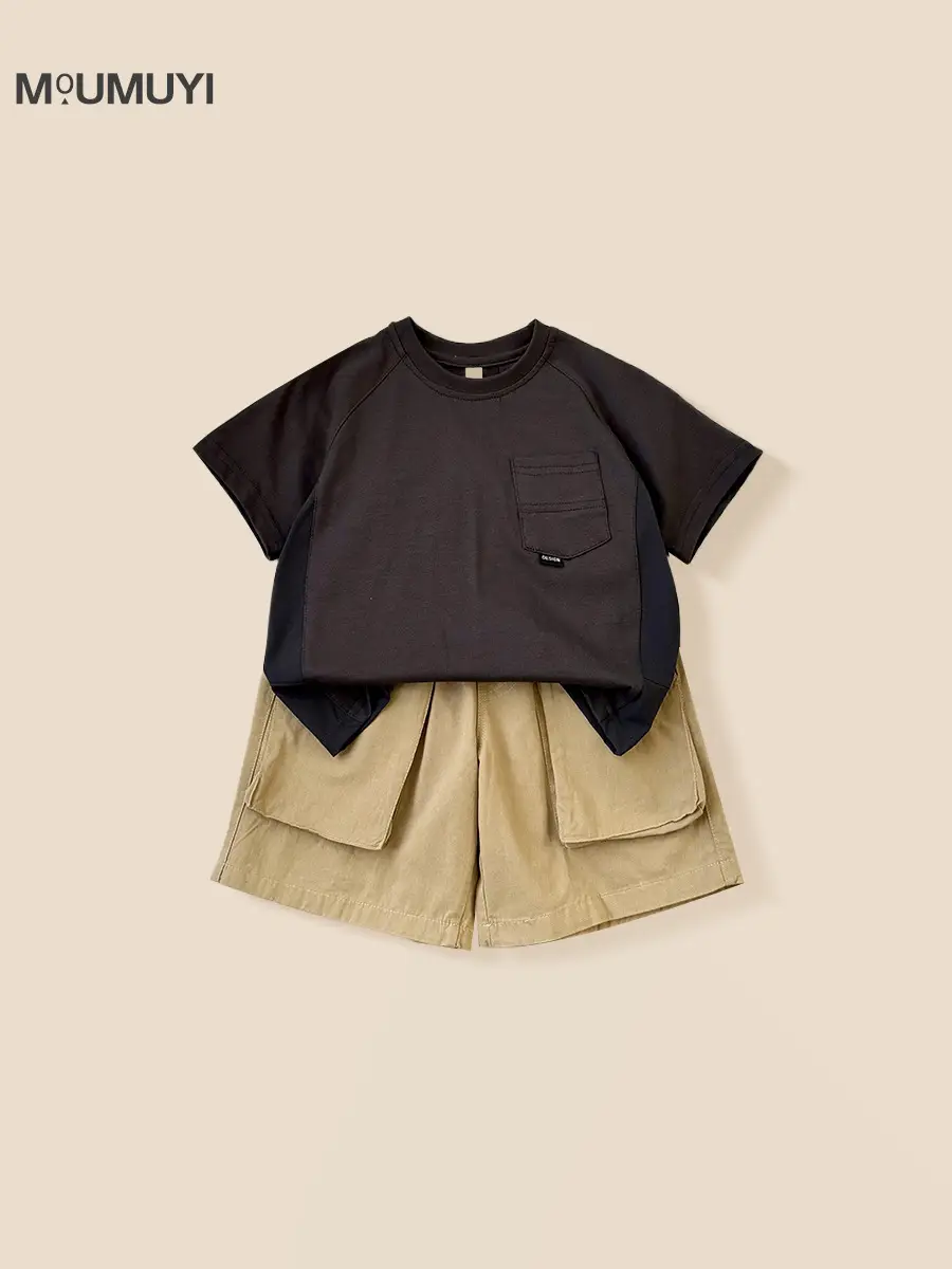 Kids Summer Work Shorts Set Tan Cotton 2025 - Image 5