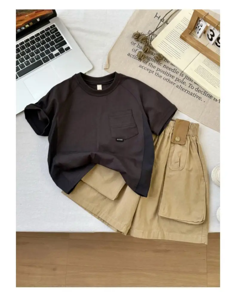 Kids Summer Work Shorts Set Tan Cotton 2025 — feature 15