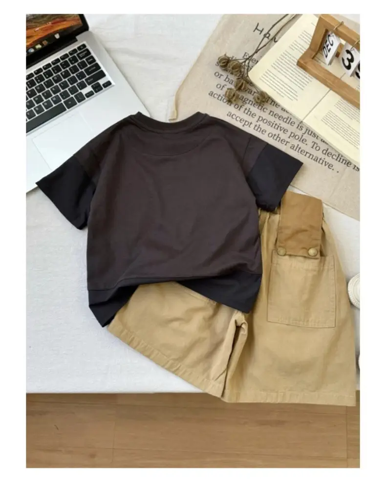 Kids Summer Work Shorts Set Tan Cotton 2025 — feature 16