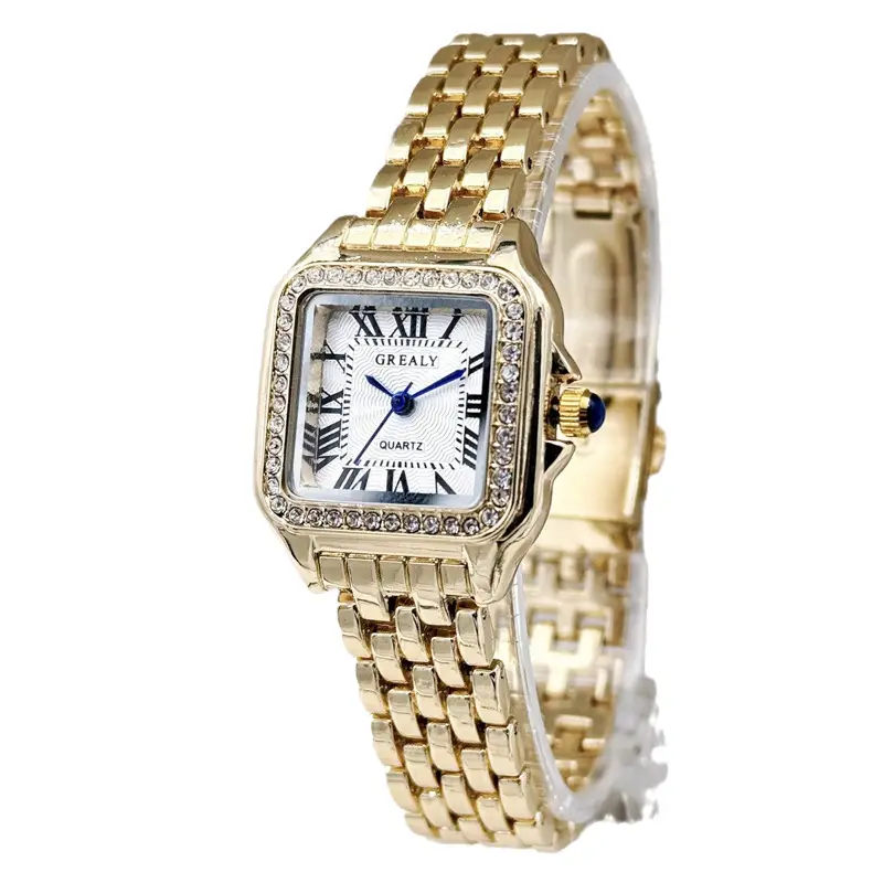 Retro Square Women's Gold Diamond Watch