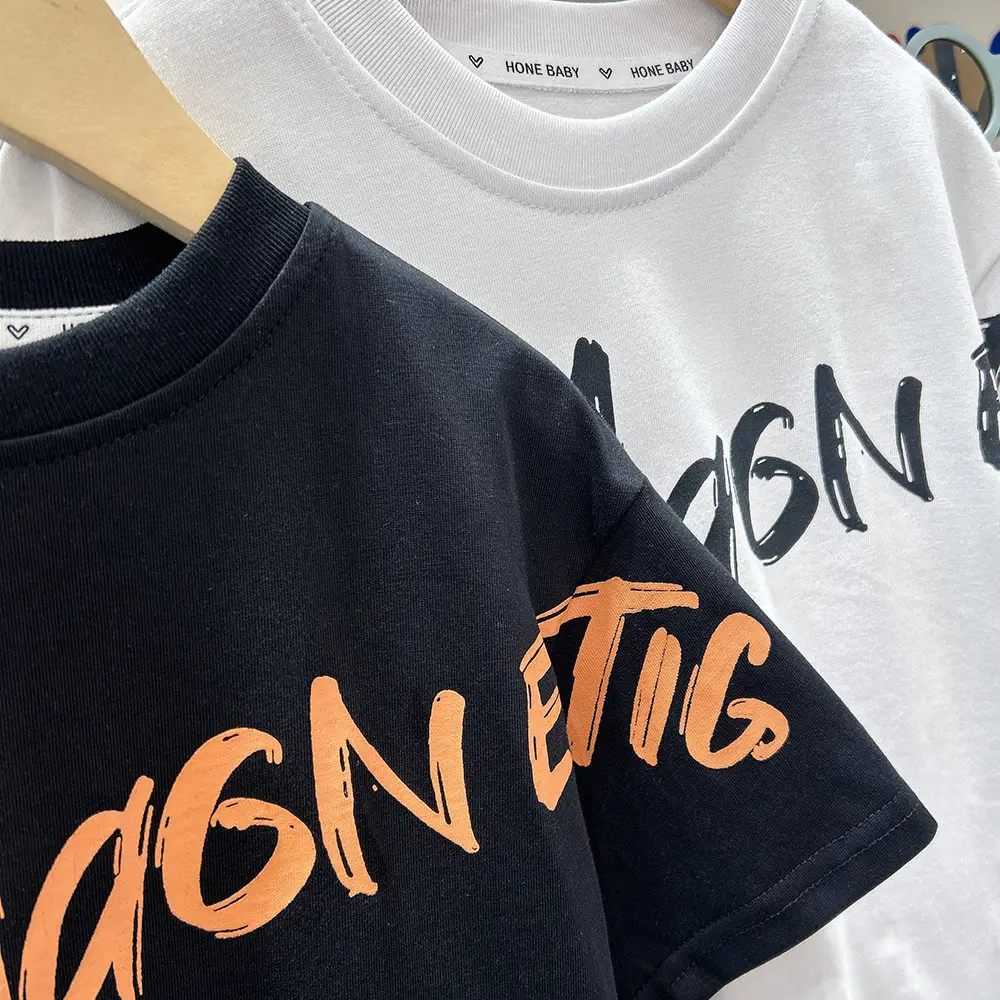 2025 Boys Short Sleeve White T-Shirt with Orange Graphic - Image 5
