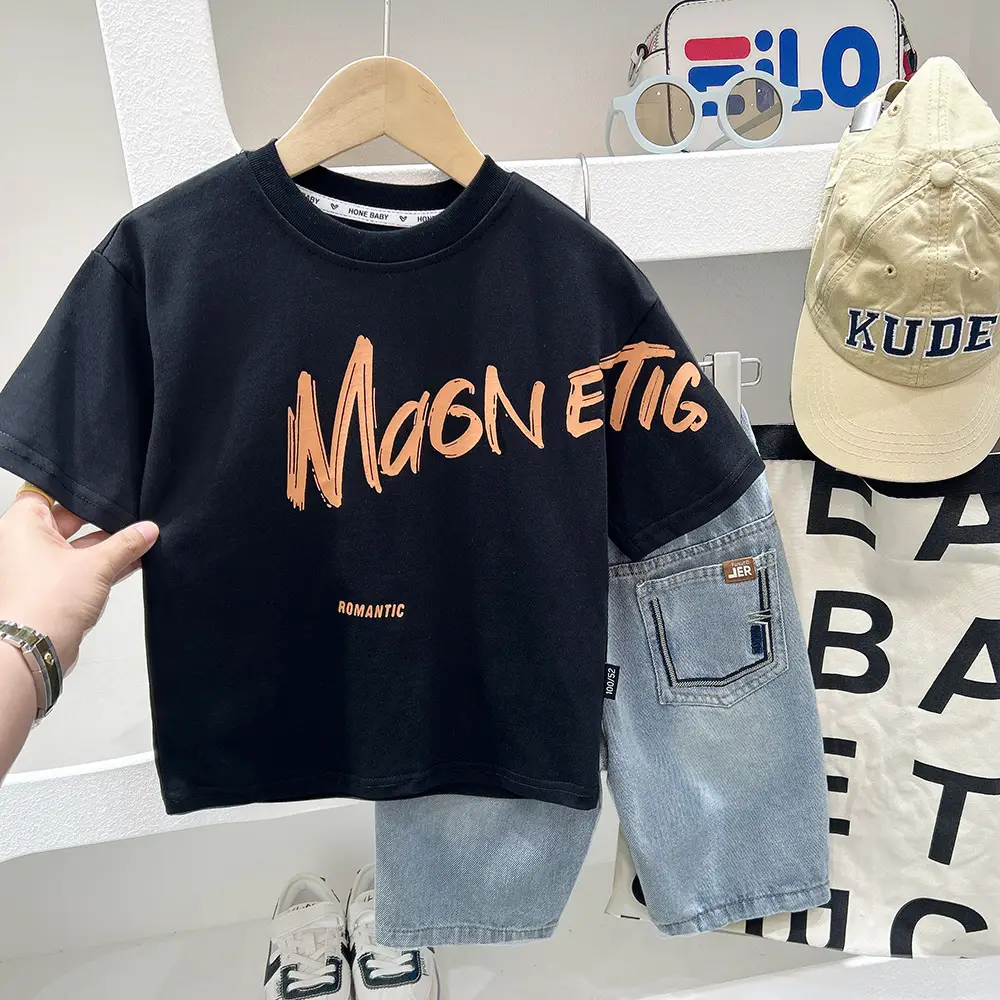 2025 Boys Short Sleeve White T-Shirt with Orange Graphic — feature 3