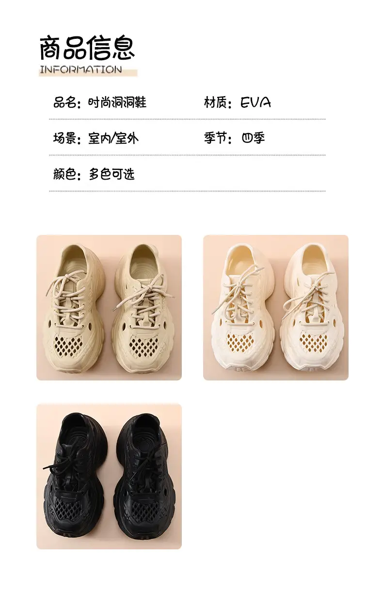 Croc Shoes Women's Summer Bag Heel Cut Out Breathable Sandals Outer Wear Thick Sole Increased Eva Non-Slip Wear-Resistant Toe Slippers — feature 4