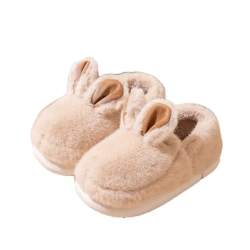 Winter thick-soled cotton slippers women's plush cute rabbit indoor home warm cute cotton shoes bag heel women's winter