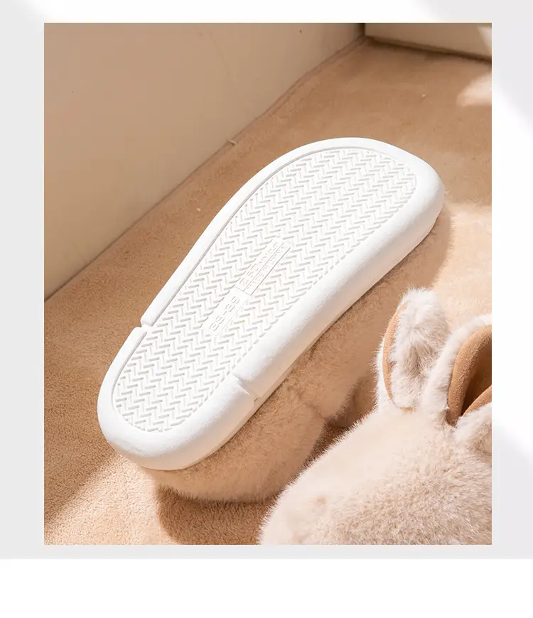 Winter thick-soled cotton slippers women's plush cute rabbit indoor home warm cute cotton shoes bag heel women's winter — feature 8