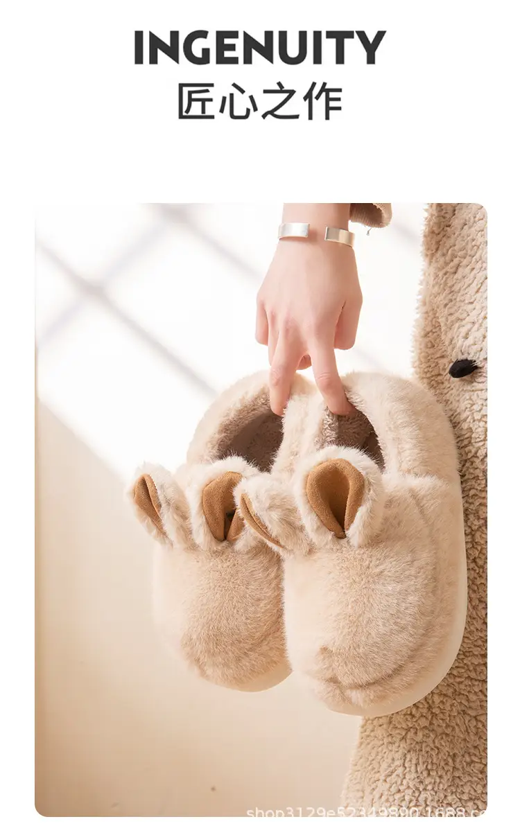 Winter thick-soled cotton slippers women's plush cute rabbit indoor home warm cute cotton shoes bag heel women's winter — feature 9