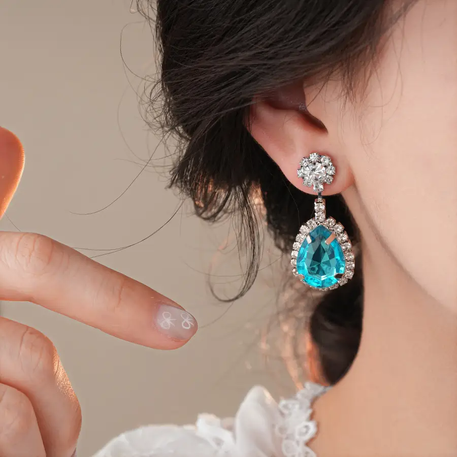 Blue Drop Earrings Necklace Set for Women — feature 10