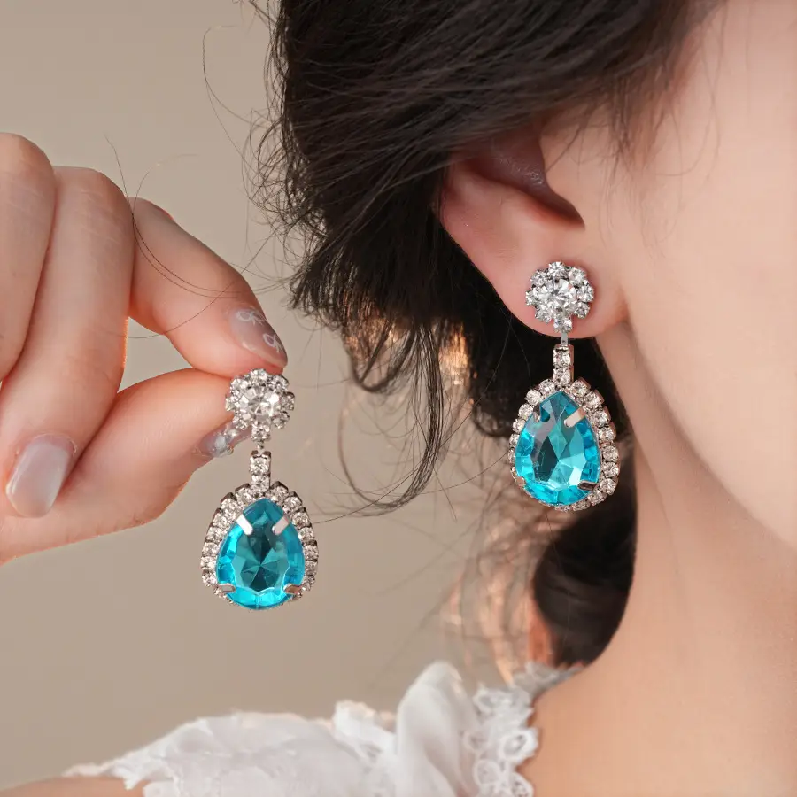 Blue Drop Earrings Necklace Set for Women — feature 6