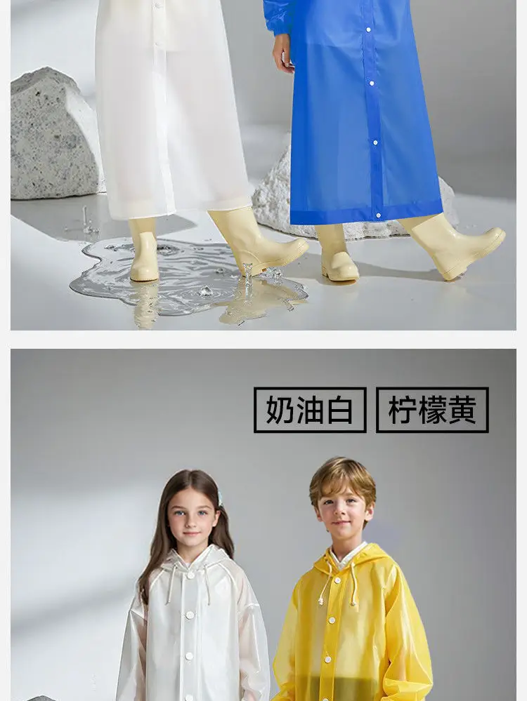 Non-Disposable Kidsren's Raincoat Eva Single Thickeneded Rainproof Good Quality Disposable Travel Portable Poncho — feature 24