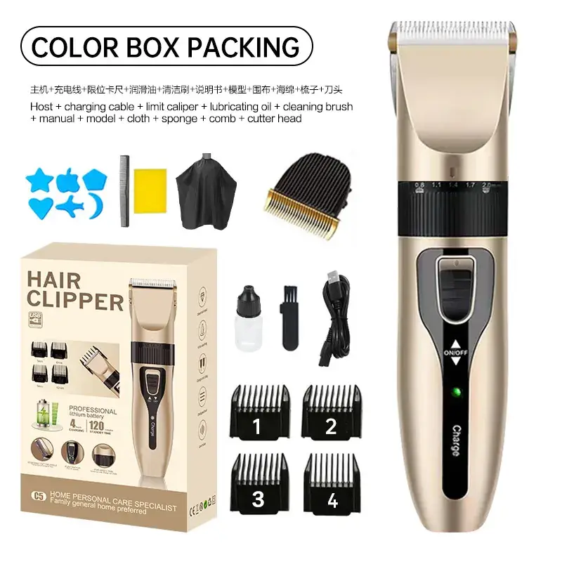 Professional Electric Hair Clipper with 4 Attachments - Image 3