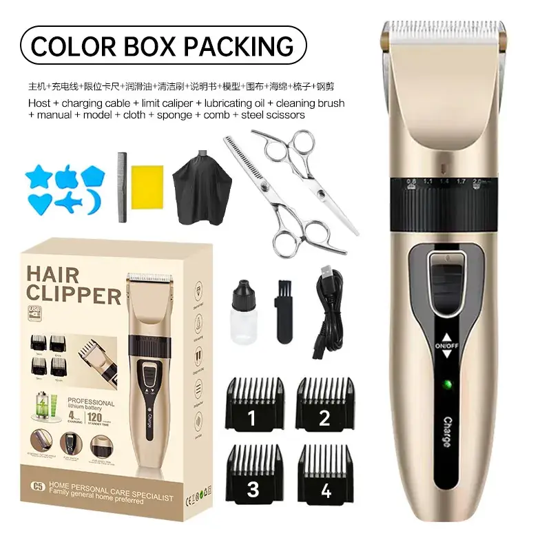 Professional Electric Hair Clipper with 4 Attachments - Image 4
