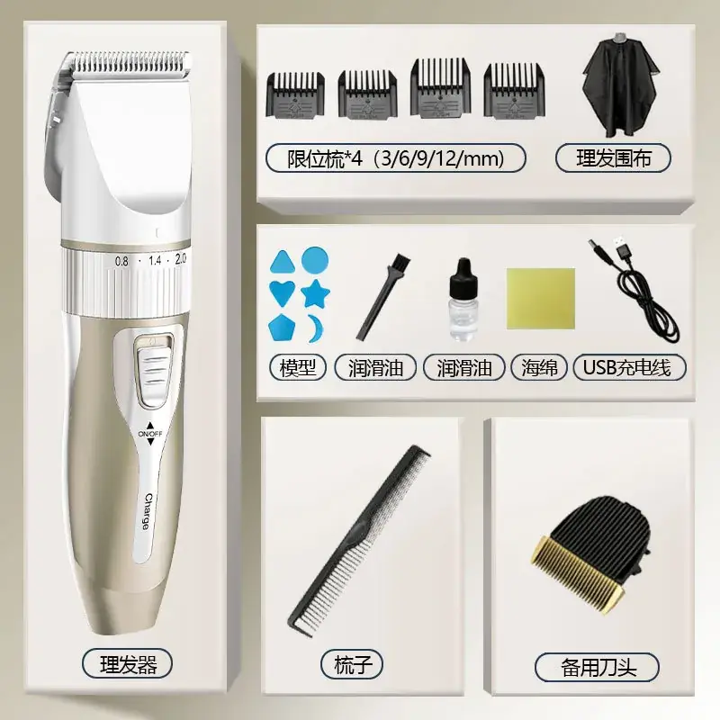 Professional Electric Hair Clipper with 4 Attachments - Image 7