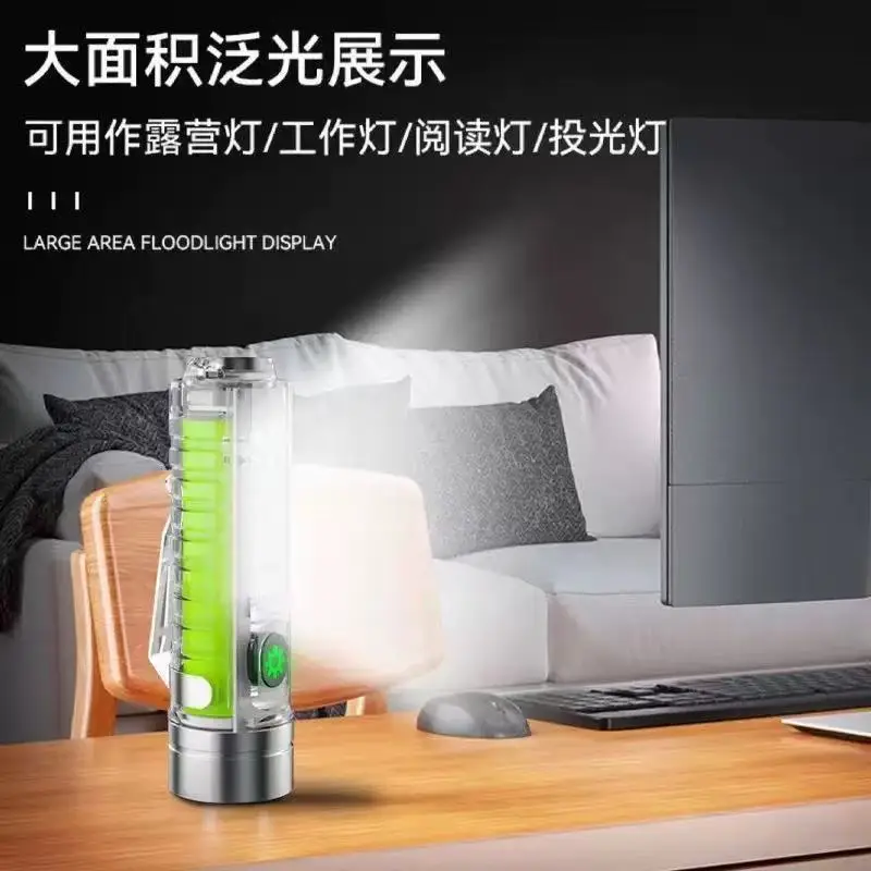 TypeC Rechargeable LED Flashlight Green White Long Shot Zoom - Image 5