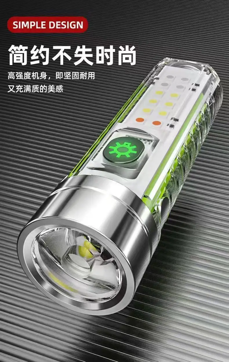 TypeC Rechargeable LED Flashlight Green White Long Shot Zoom — feature 4