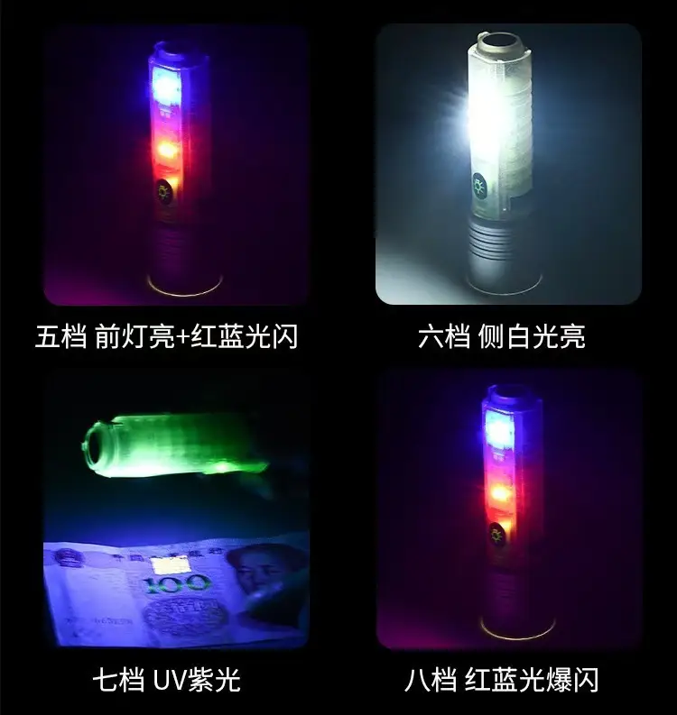 TypeC Rechargeable LED Flashlight Green White Long Shot Zoom — feature 9