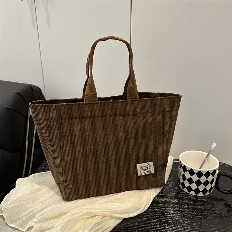Women's Striped Canvas Tote Bag 2025 Commuter Ins - Image 8
