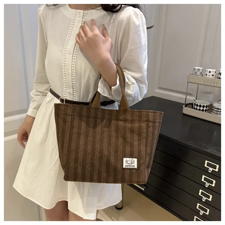 Women's Striped Canvas Tote Bag 2025 Commuter Ins — feature 12
