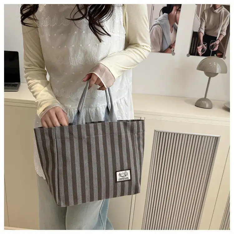 Women's Striped Canvas Tote Bag 2025 Commuter Ins — feature 16