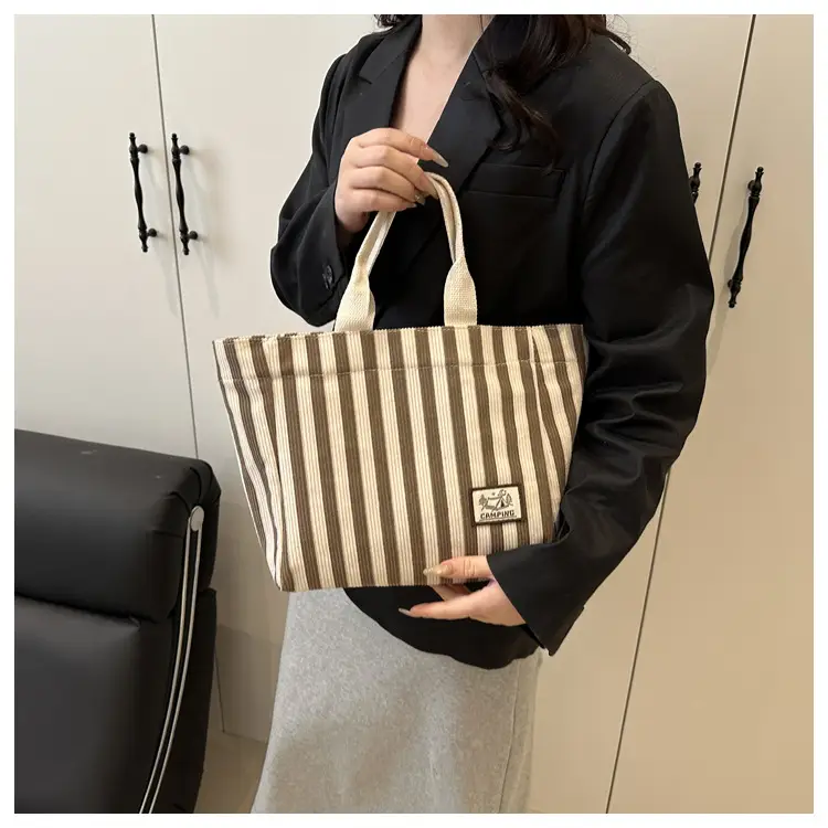 Women's Striped Canvas Tote Bag 2025 Commuter Ins — feature 18