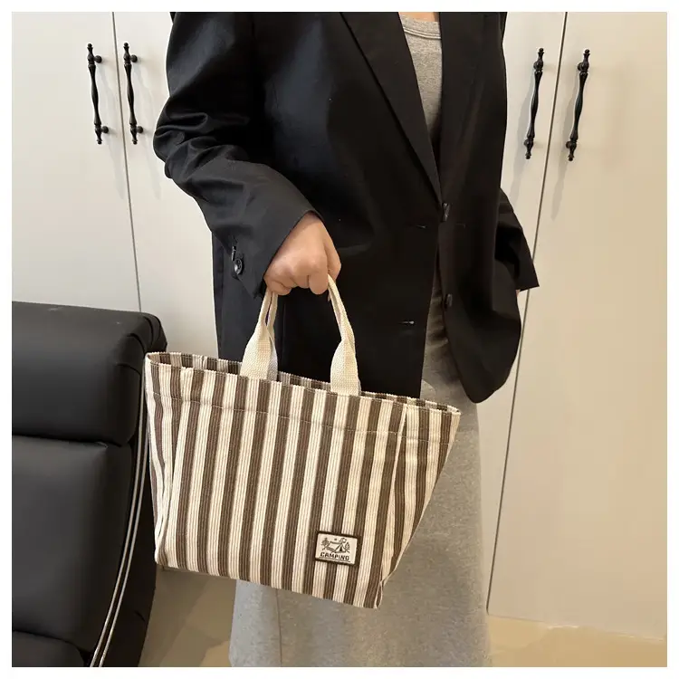 Women's Striped Canvas Tote Bag 2025 Commuter Ins — feature 19
