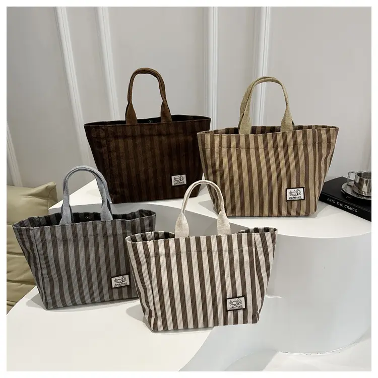 Women's Striped Canvas Tote Bag 2025 Commuter Ins — feature 20