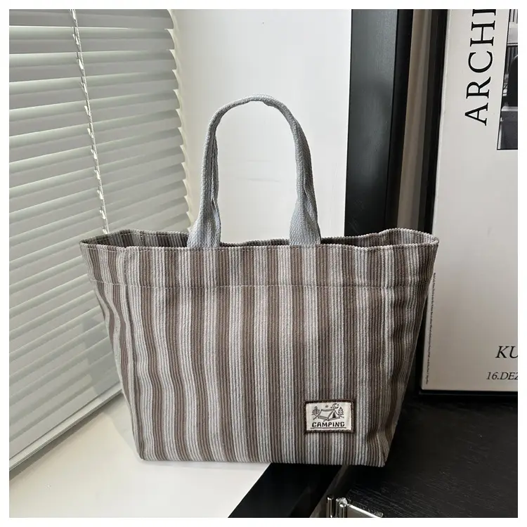 Women's Striped Canvas Tote Bag 2025 Commuter Ins — feature 23