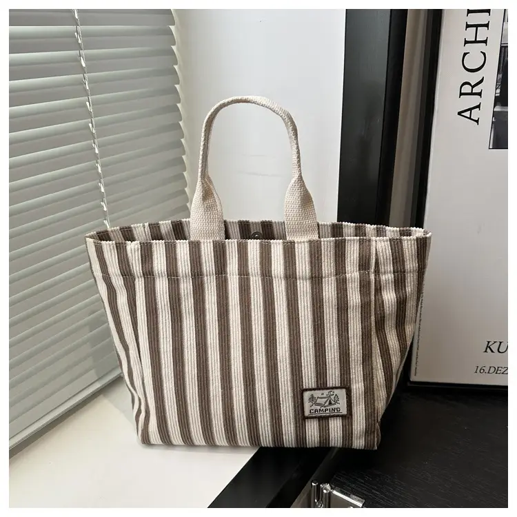 Women's Striped Canvas Tote Bag 2025 Commuter Ins — feature 24