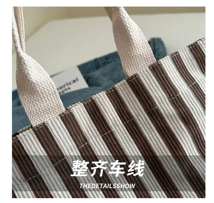 Women's Striped Canvas Tote Bag 2025 Commuter Ins — feature 3