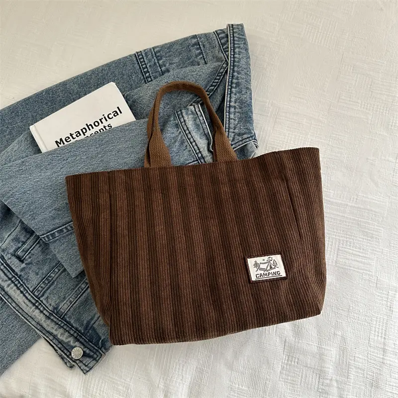Women's Striped Canvas Tote Bag 2025 Commuter Ins - Image 4