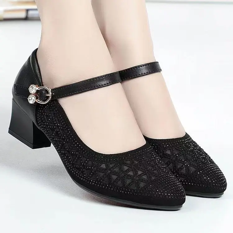 Women's White Mesh Heeled Sandals 2025 Summer