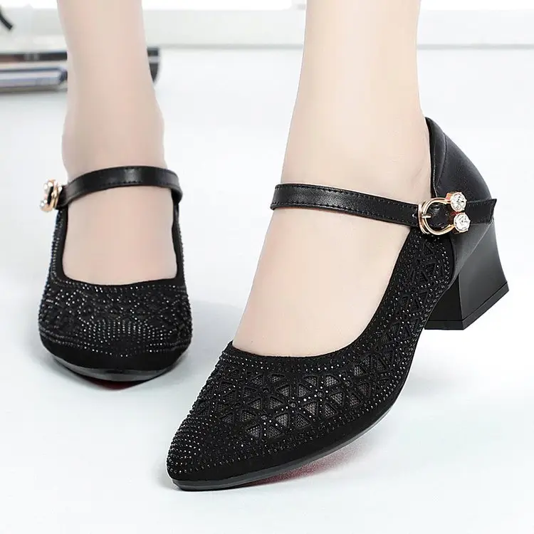 Women's White Mesh Heeled Sandals 2025 Summer — feature 8