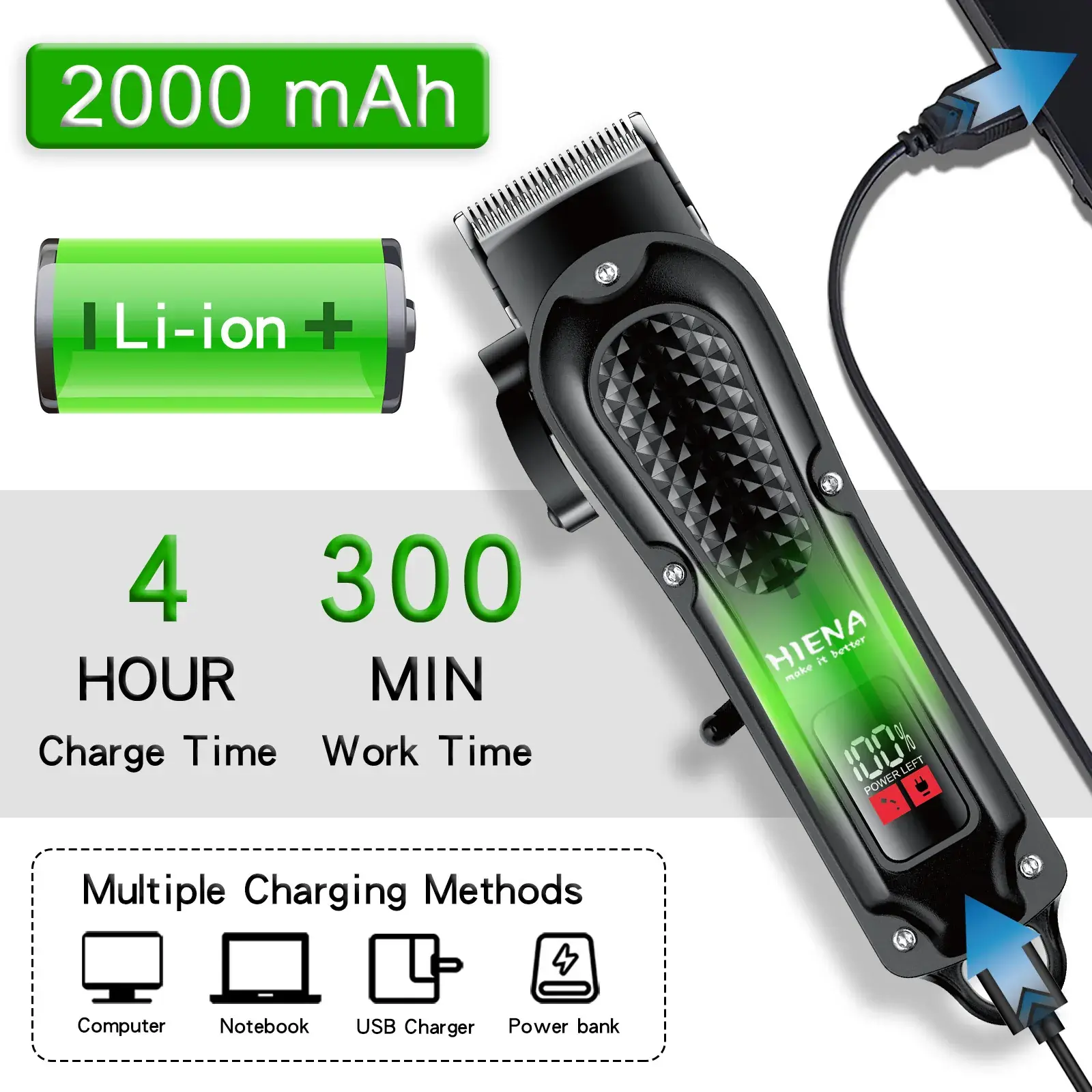 Hiena Electric Hair Clipper with 6 Blades - Image 4