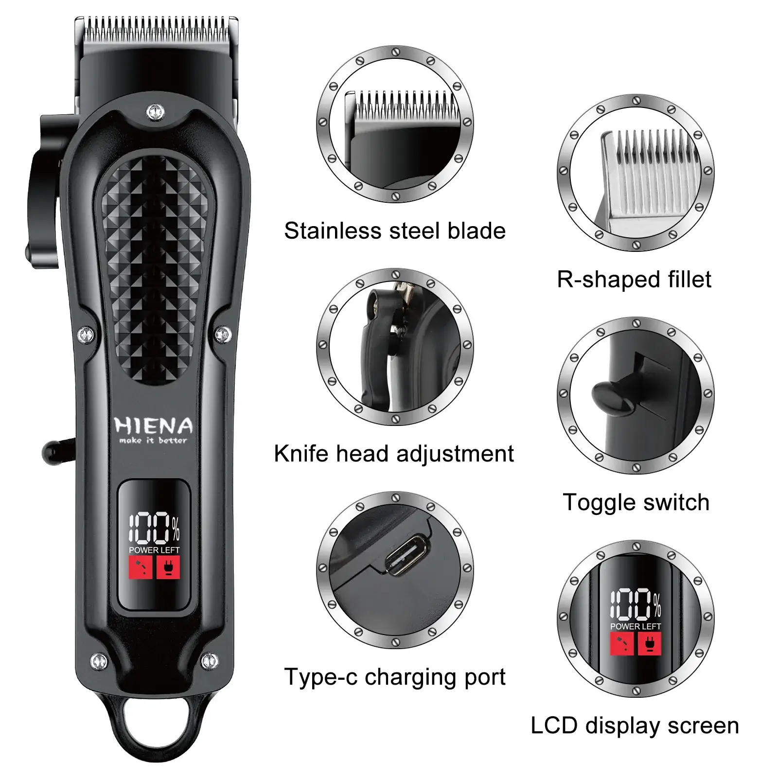 Hiena Electric Hair Clipper with 6 Blades - Image 5