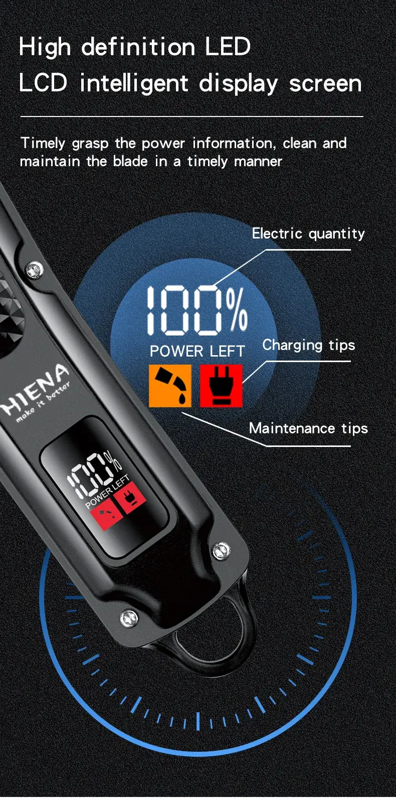 Hiena Electric Hair Clipper with 6 Blades — feature 11